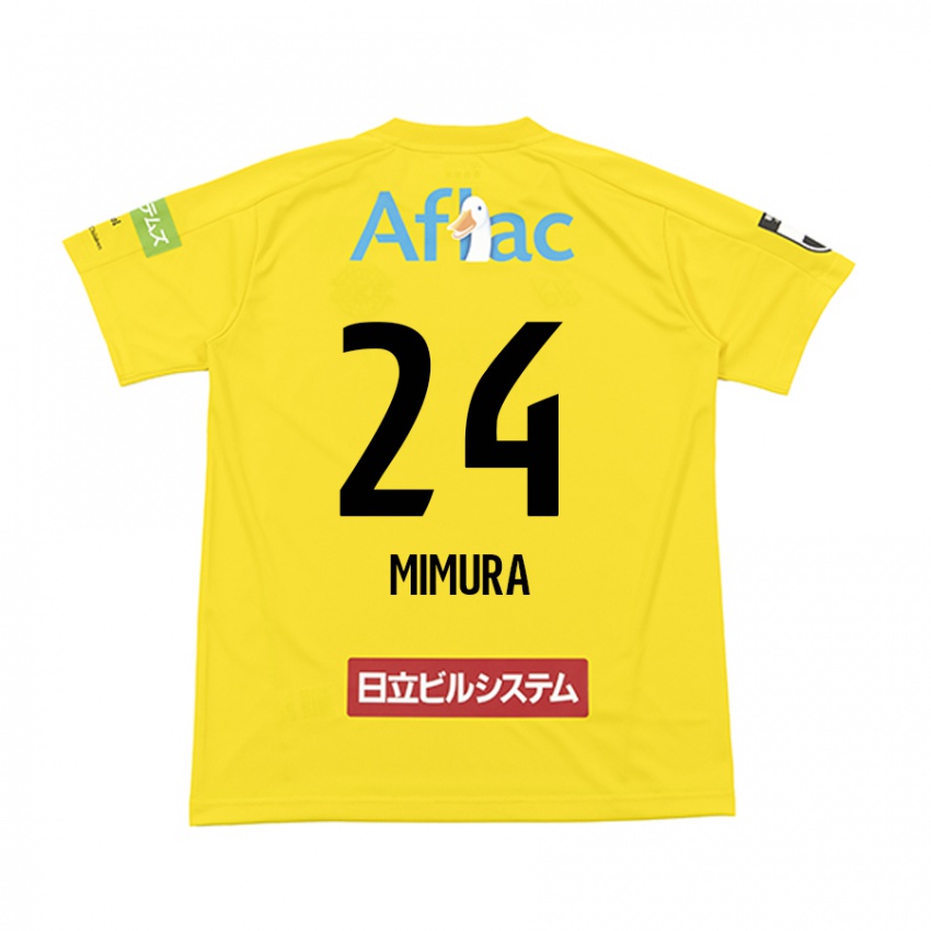 Niño Camiseta Kaname Mimura #24 Amarillo Negro 1ª Equipación 2024/25 La Camisa