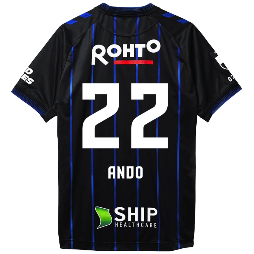 Niño Camiseta Rikuto Ando #22 Azul Negro 1ª Equipación 2024/25 La Camisa