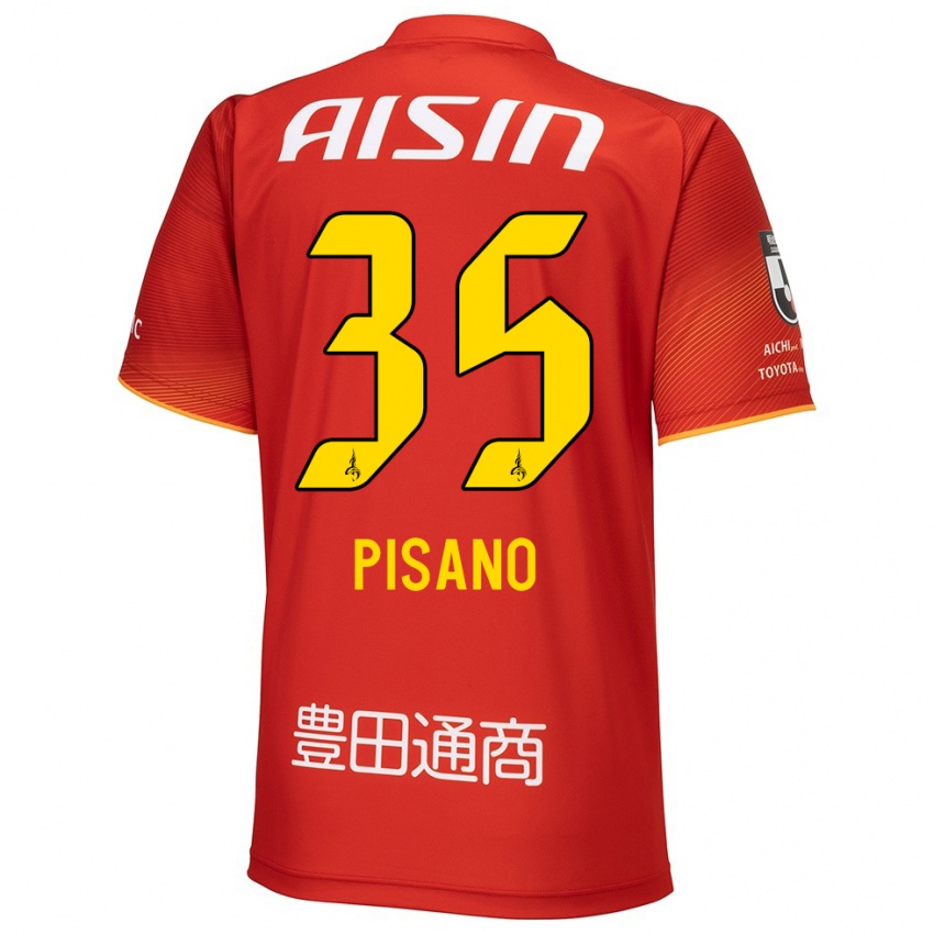 Niño Camiseta Alexandre Pisano #35 Rojo Blanco Amarillo 1ª Equipación 2024/25 La Camisa