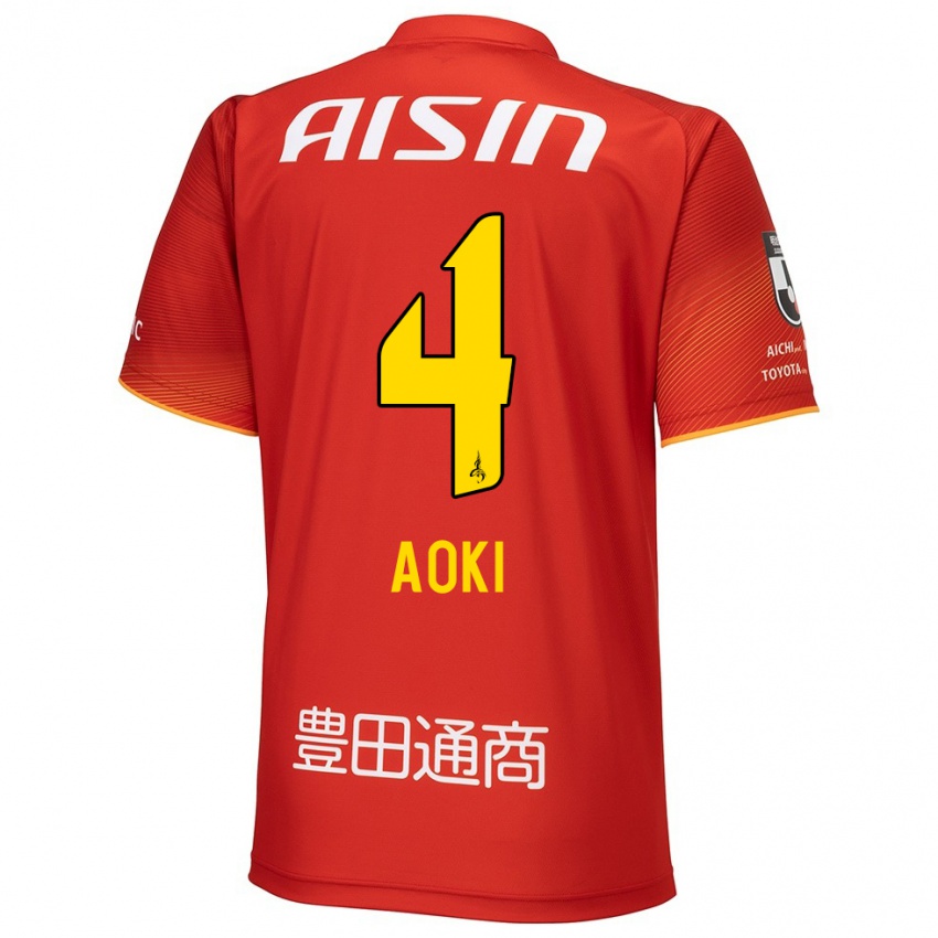 Niño Camiseta Masamune Aoki #4 Rojo Blanco Amarillo 1ª Equipación 2024/25 La Camisa