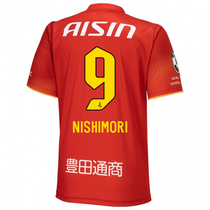 Niño Camiseta Naoto Nishimori #9 Rojo Blanco Amarillo 1ª Equipación 2024/25 La Camisa