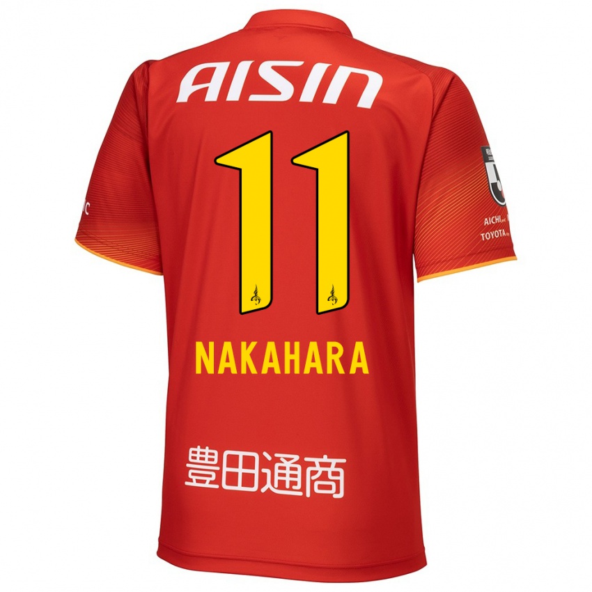 Niño Camiseta Sora Nakahara #11 Rojo Blanco Amarillo 1ª Equipación 2024/25 La Camisa