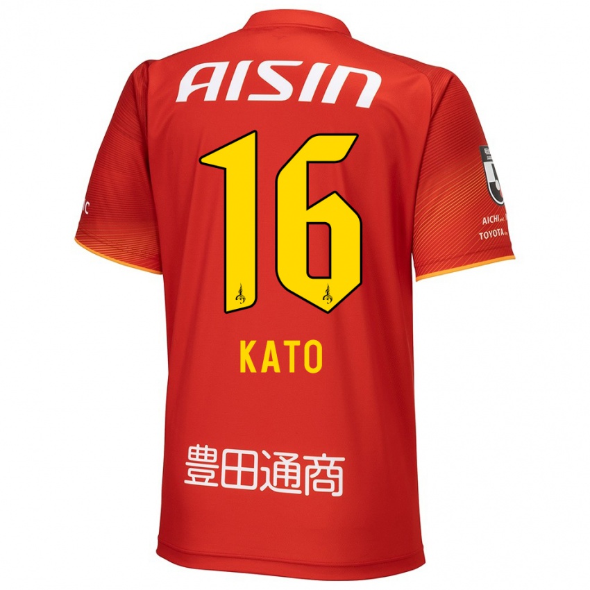 Niño Camiseta Naotaro Kato #16 Rojo Blanco Amarillo 1ª Equipación 2024/25 La Camisa