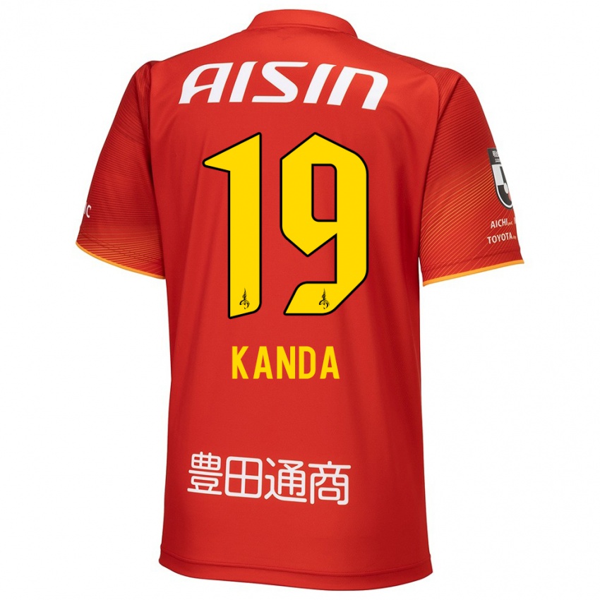 Niño Camiseta Ryu Kanda #19 Rojo Blanco Amarillo 1ª Equipación 2024/25 La Camisa