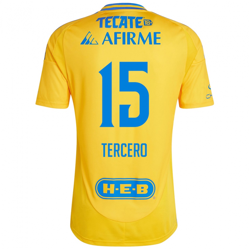 Niño Camiseta Eduardo Tercero #15 Oro Amarillo 1ª Equipación 2024/25 La Camisa