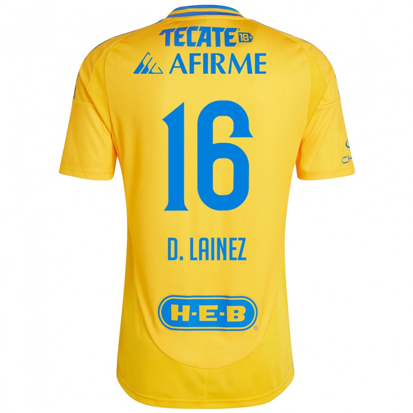 Niño Camiseta Diego Lainez #16 Oro Amarillo 1ª Equipación 2024/25 La Camisa