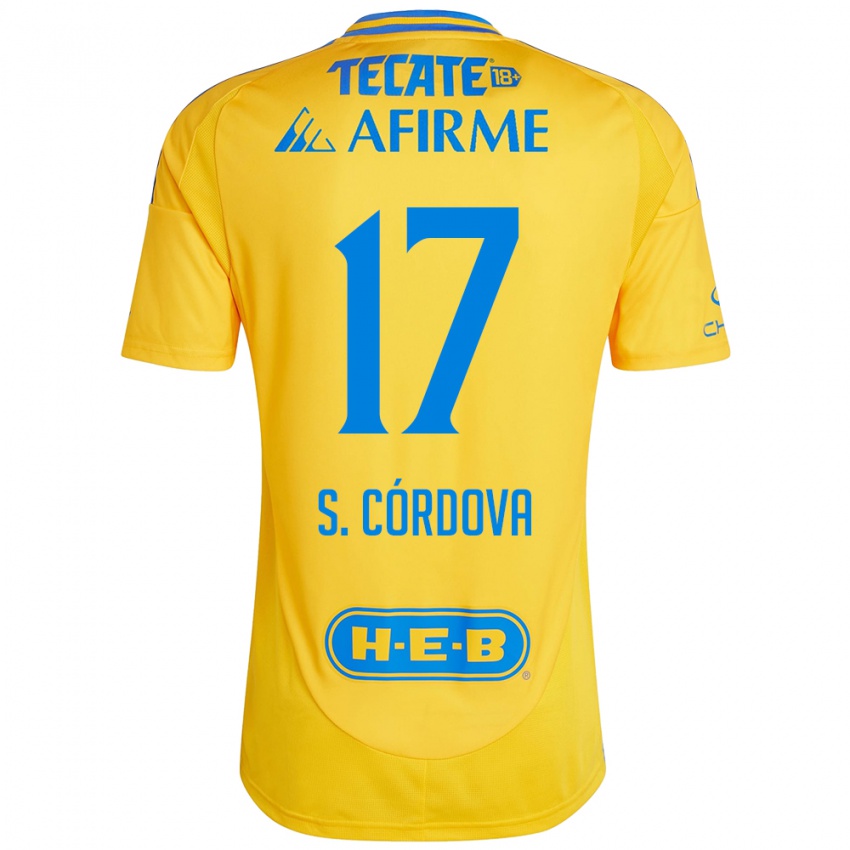 Niño Camiseta Sebastian Cordova #17 Oro Amarillo 1ª Equipación 2024/25 La Camisa