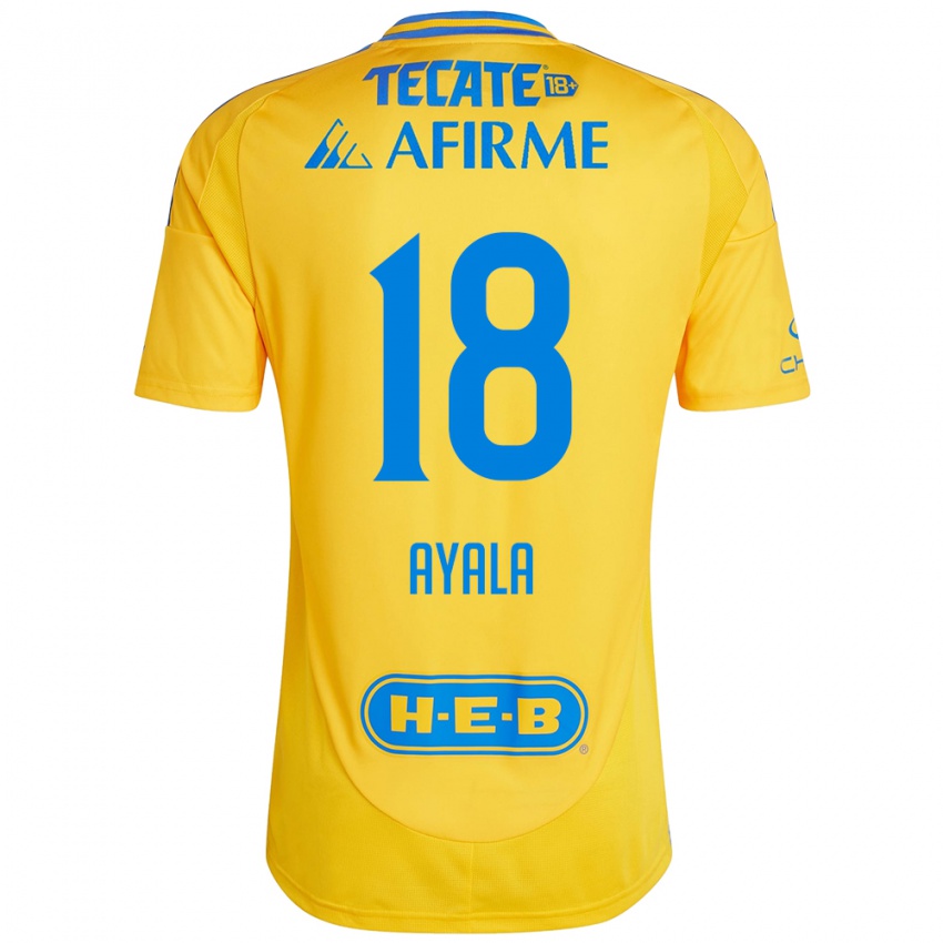 Niño Camiseta David Ayala #18 Oro Amarillo 1ª Equipación 2024/25 La Camisa