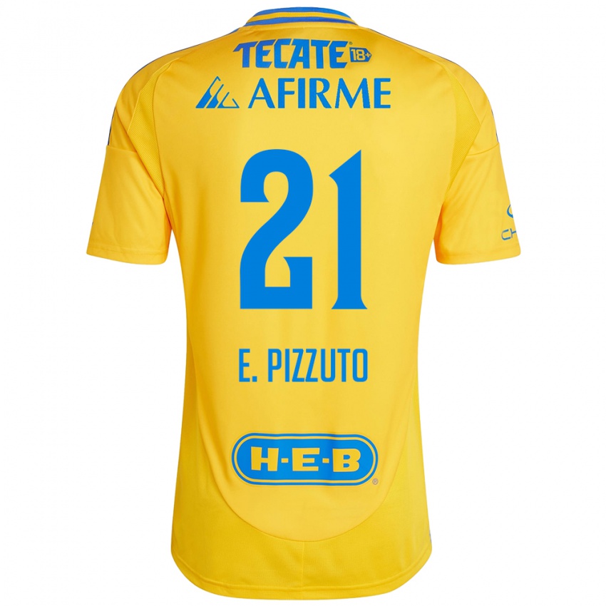 Niño Camiseta Eugenio Pizzuto #21 Oro Amarillo 1ª Equipación 2024/25 La Camisa