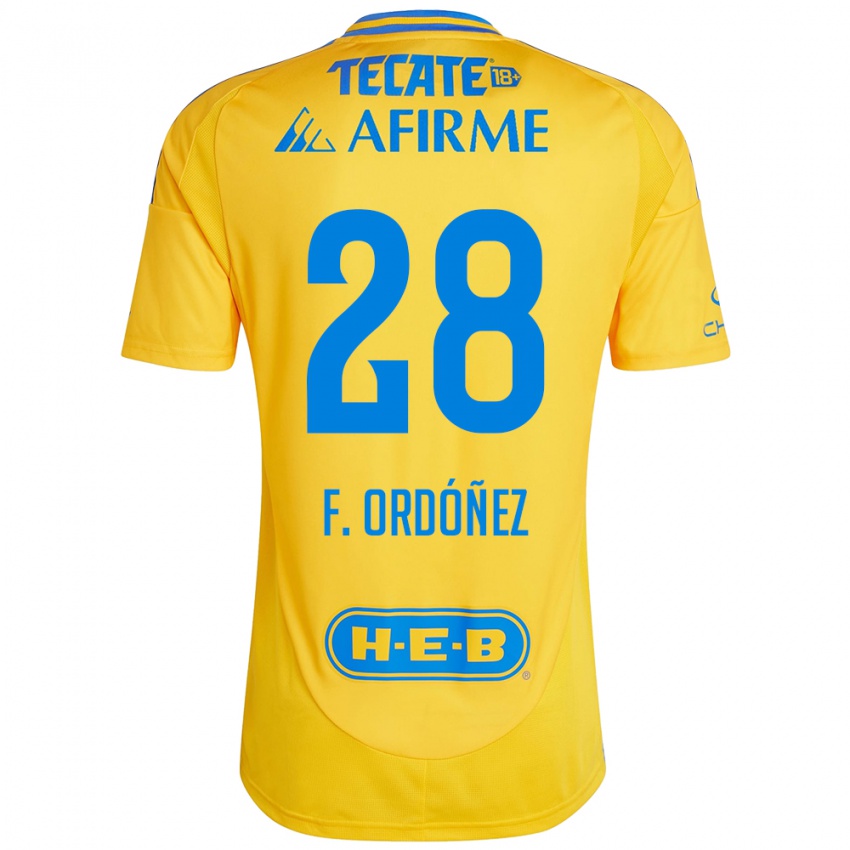 Niño Camiseta Fernando Ordóñez #28 Oro Amarillo 1ª Equipación 2024/25 La Camisa