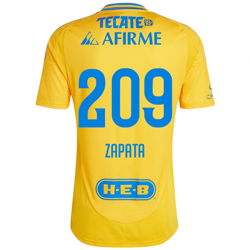 Niño Camiseta Jorge Zapata #209 Oro Amarillo 1ª Equipación 2024/25 La Camisa