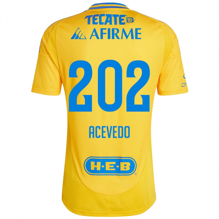 Niño Camiseta José Acevedo #202 Oro Amarillo 1ª Equipación 2024/25 La Camisa