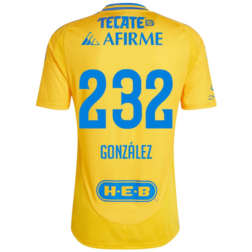 Niño Camiseta César González #232 Oro Amarillo 1ª Equipación 2024/25 La Camisa