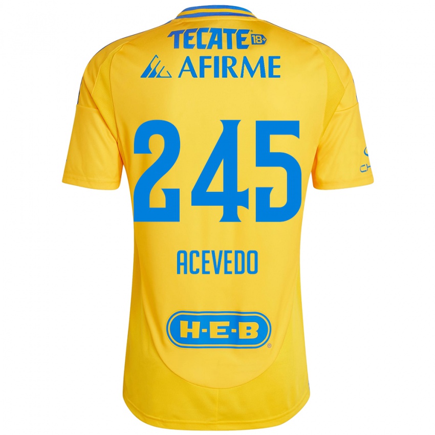 Niño Camiseta Kevin Acevedo #245 Oro Amarillo 1ª Equipación 2024/25 La Camisa