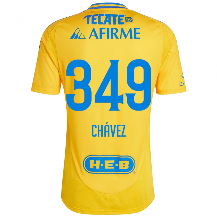 Niño Camiseta Jorge Chávez #349 Oro Amarillo 1ª Equipación 2024/25 La Camisa