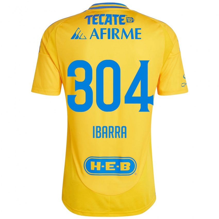 Niño Camiseta Luis Ibarra #304 Oro Amarillo 1ª Equipación 2024/25 La Camisa