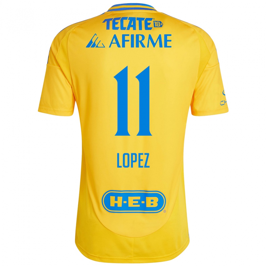 Niño Camiseta Nicolas Lopez #11 Oro Amarillo 1ª Equipación 2024/25 La Camisa