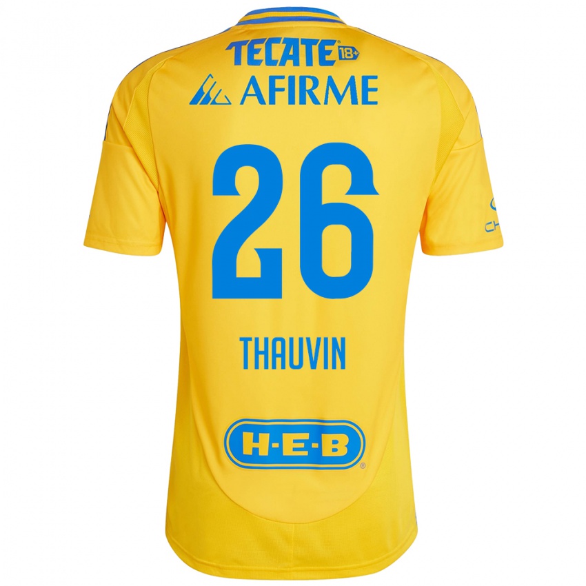 Niño Camiseta Florian Thauvin #26 Oro Amarillo 1ª Equipación 2024/25 La Camisa