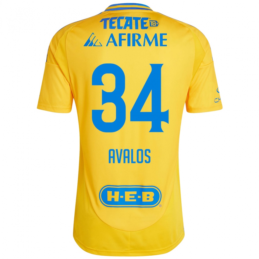 Niño Camiseta Erick Avalos #34 Oro Amarillo 1ª Equipación 2024/25 La Camisa