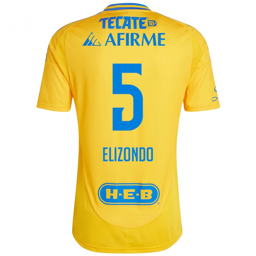 Niño Camiseta Fernanda Elizondo #5 Oro Amarillo 1ª Equipación 2024/25 La Camisa