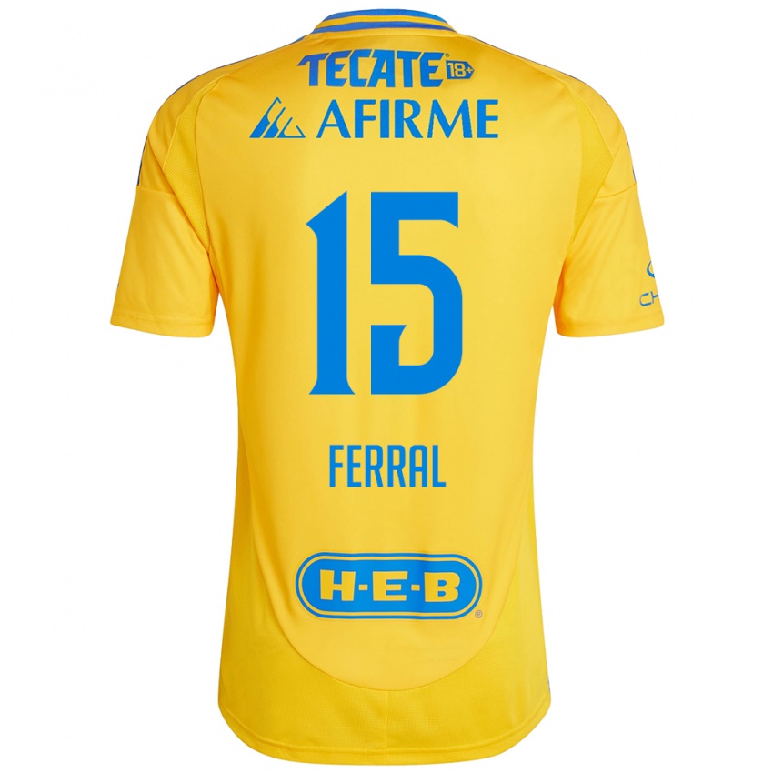 Niño Camiseta Cristina Ferral #15 Oro Amarillo 1ª Equipación 2024/25 La Camisa