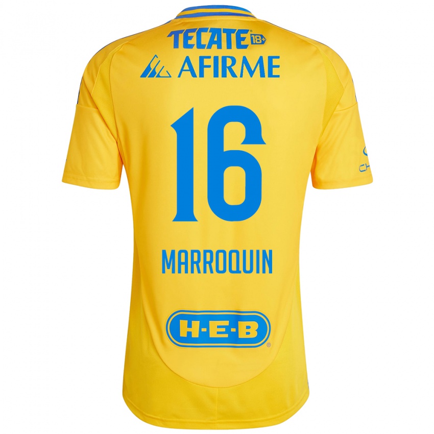 Niño Camiseta Ammanda Marroquin #16 Oro Amarillo 1ª Equipación 2024/25 La Camisa