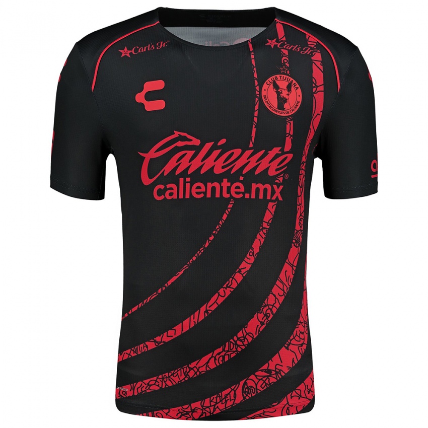 Niño Camiseta Kevin Castañeda #10 Negro Rojo 1ª Equipación 2024/25 La Camisa