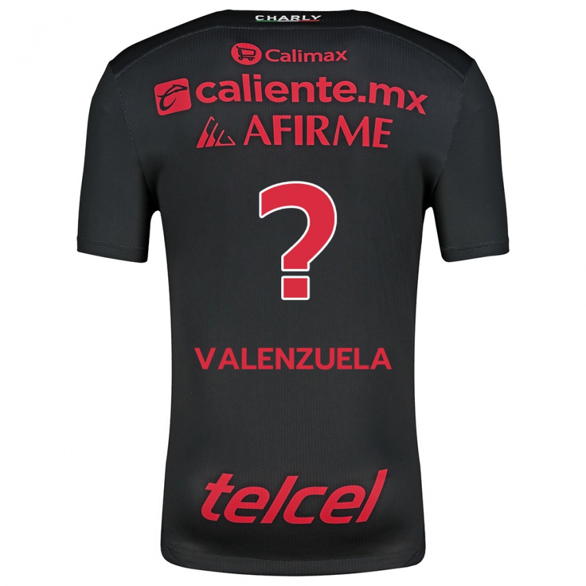 Niño Camiseta Carlos Valenzuela #0 Negro Rojo 1ª Equipación 2024/25 La Camisa