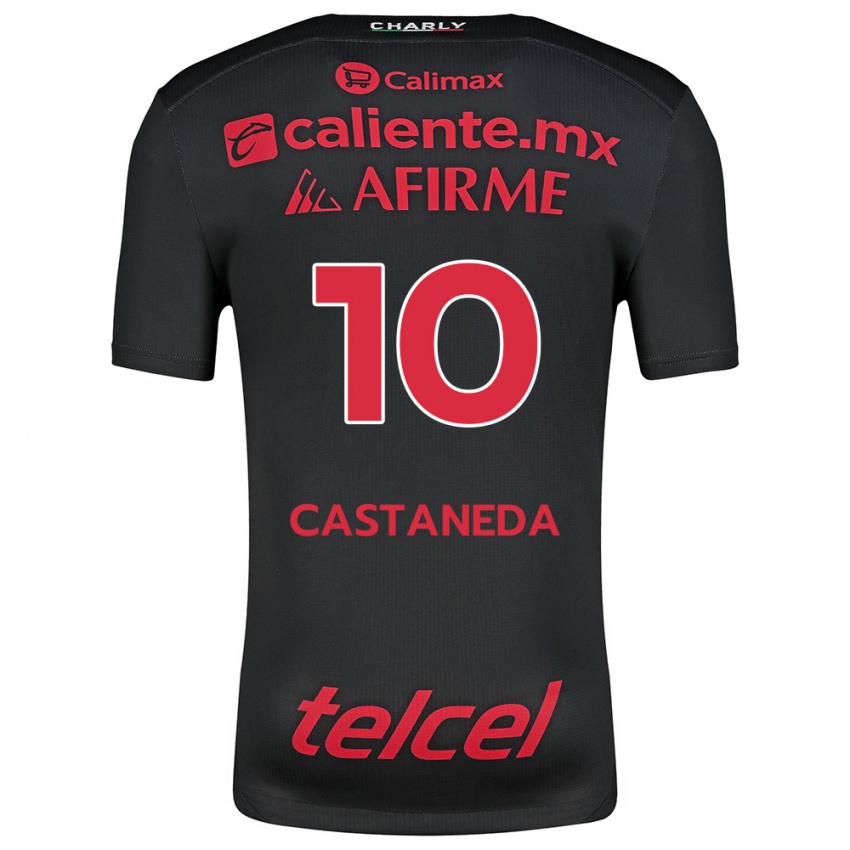 Niño Camiseta Kevin Castañeda #10 Negro Rojo 1ª Equipación 2024/25 La Camisa