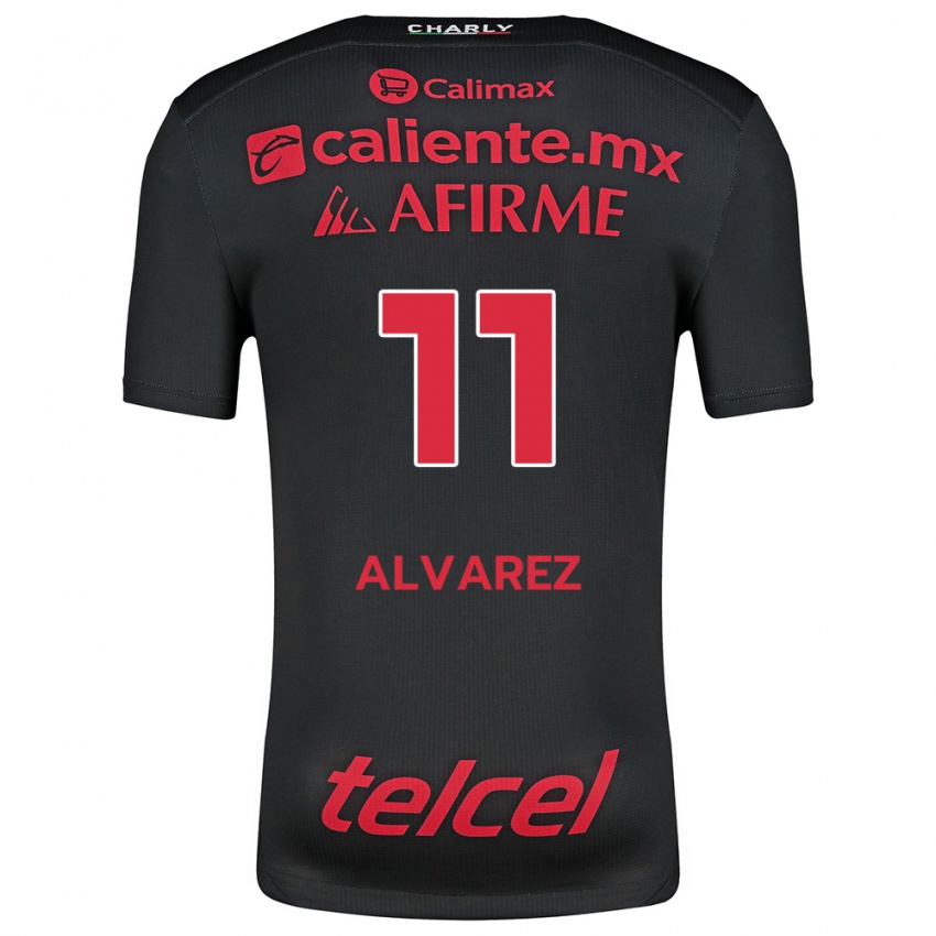 Niño Camiseta Efraín Álvarez #11 Negro Rojo 1ª Equipación 2024/25 La Camisa