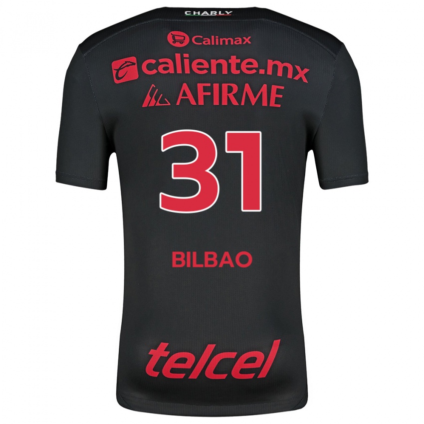 Niño Camiseta Unai Bilbao #31 Negro Rojo 1ª Equipación 2024/25 La Camisa