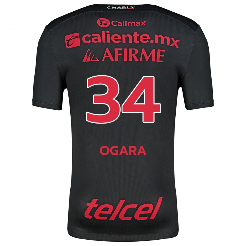 Niño Camiseta Gerson Ogara #34 Negro Rojo 1ª Equipación 2024/25 La Camisa