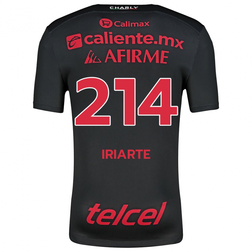 Niño Camiseta Oliver Iriarte #214 Negro Rojo 1ª Equipación 2024/25 La Camisa