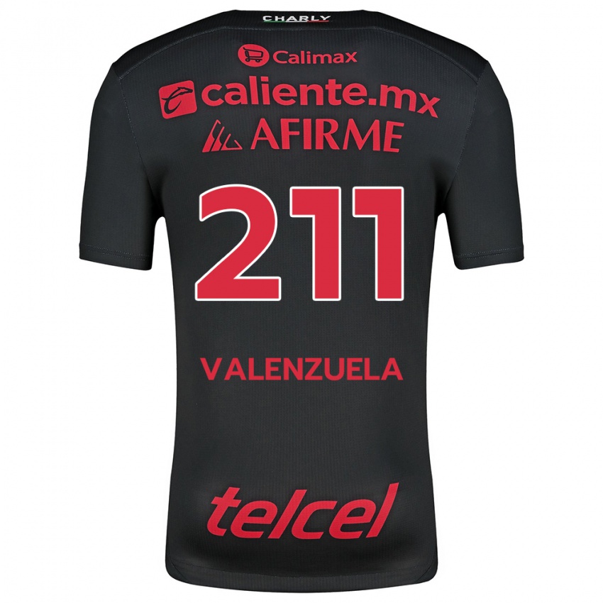 Niño Camiseta Aldieri Valenzuela #211 Negro Rojo 1ª Equipación 2024/25 La Camisa