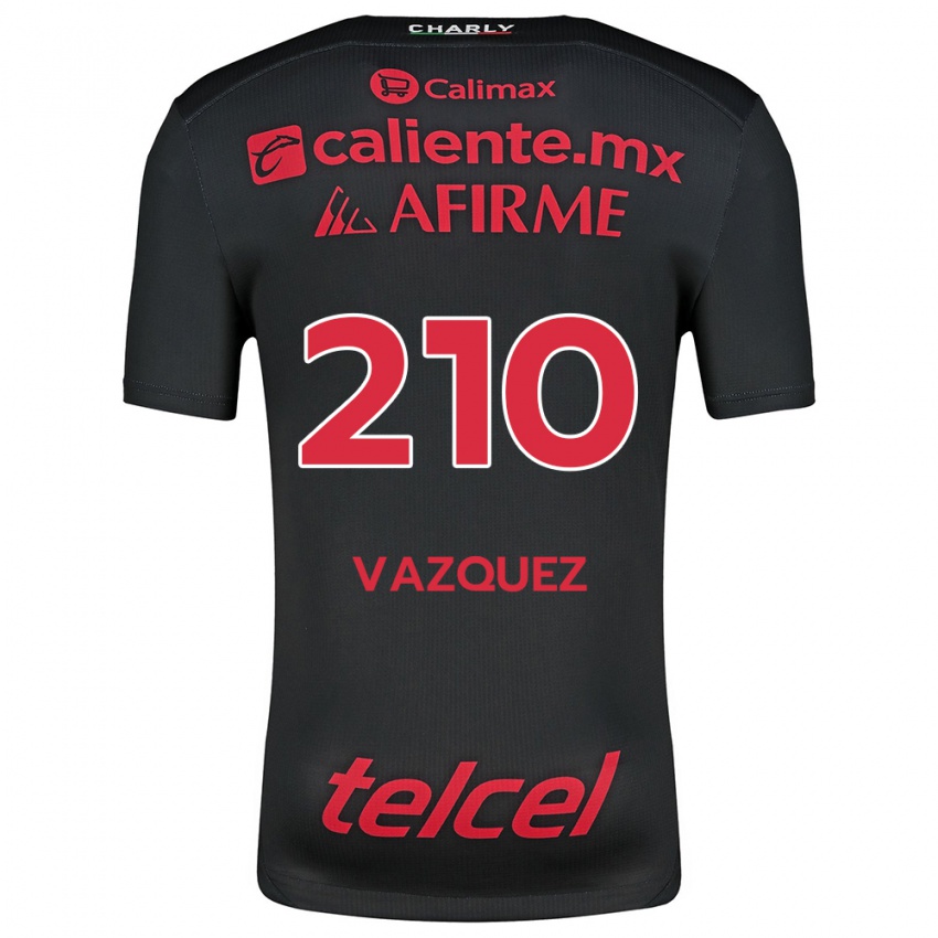 Niño Camiseta Daniel Vázquez #210 Negro Rojo 1ª Equipación 2024/25 La Camisa