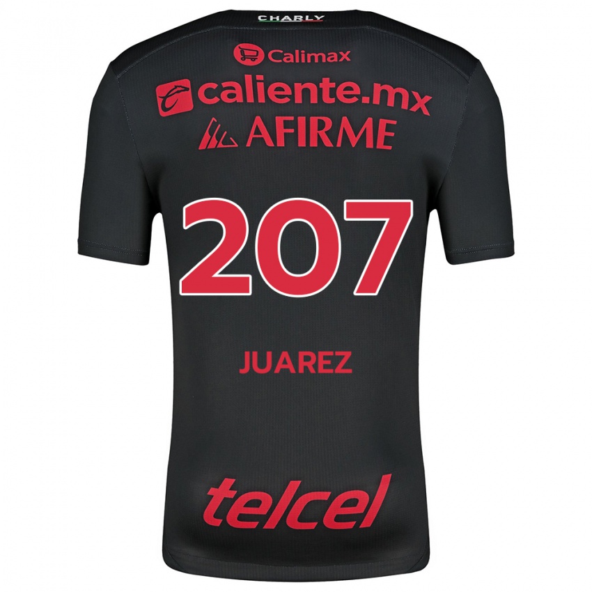 Niño Camiseta José Juárez #207 Negro Rojo 1ª Equipación 2024/25 La Camisa