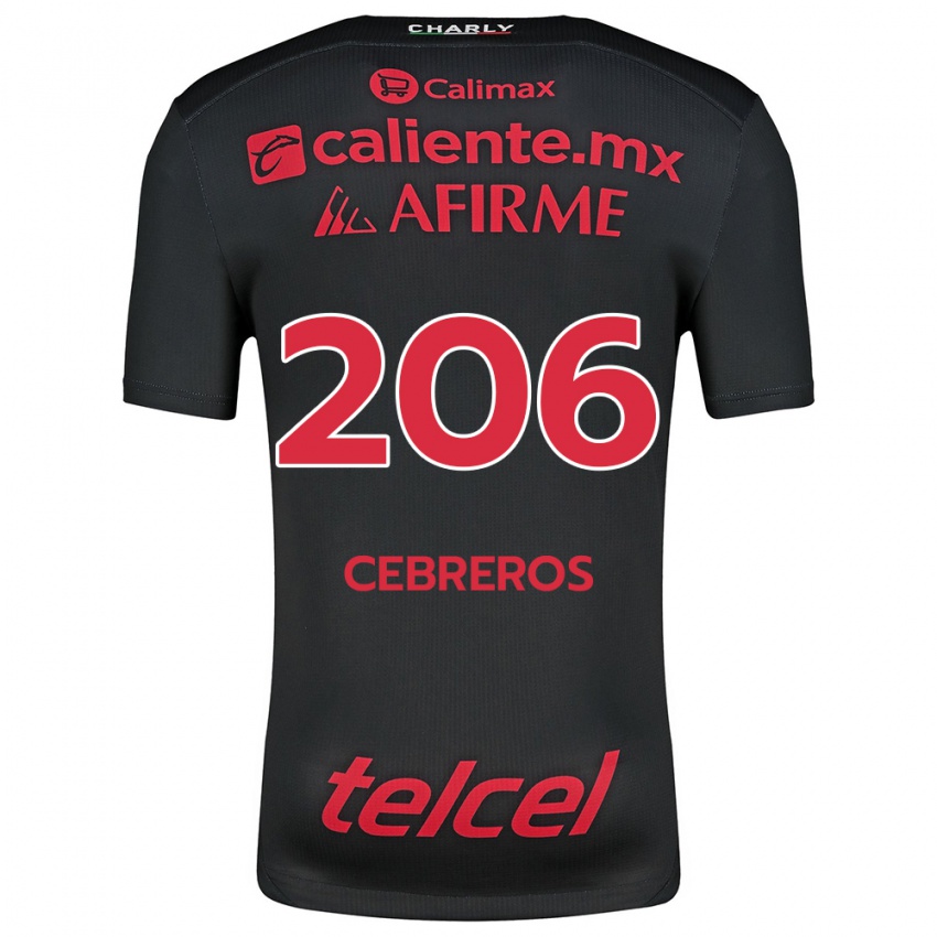 Niño Camiseta Luis Cebreros #206 Negro Rojo 1ª Equipación 2024/25 La Camisa