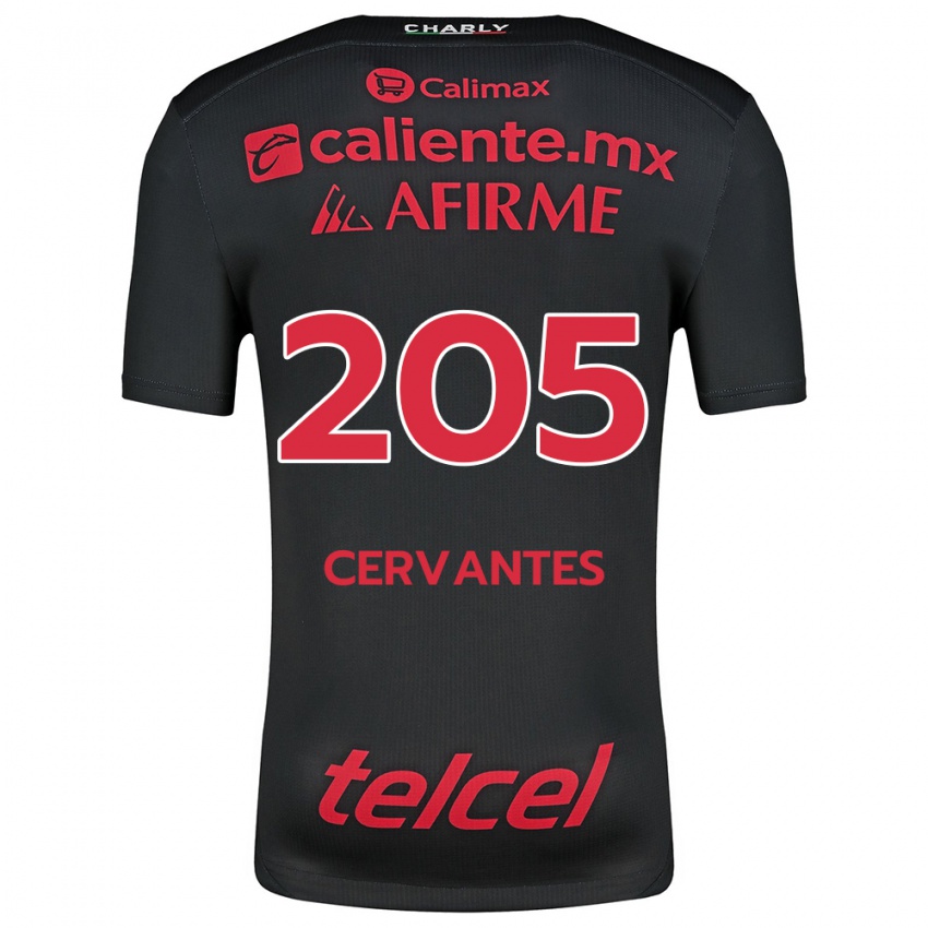 Niño Camiseta Sebastián Cervantes #205 Negro Rojo 1ª Equipación 2024/25 La Camisa