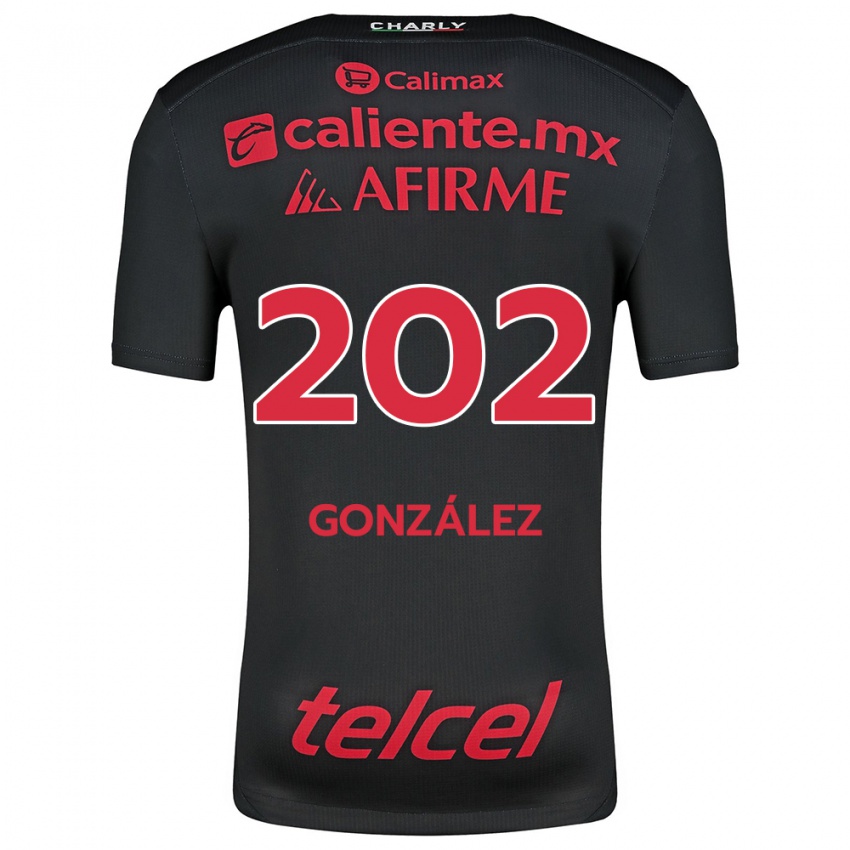 Niño Camiseta Joban González #202 Negro Rojo 1ª Equipación 2024/25 La Camisa