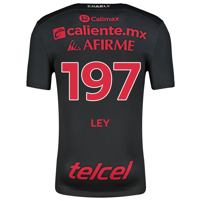 Niño Camiseta Emanuel Ley #197 Negro Rojo 1ª Equipación 2024/25 La Camisa