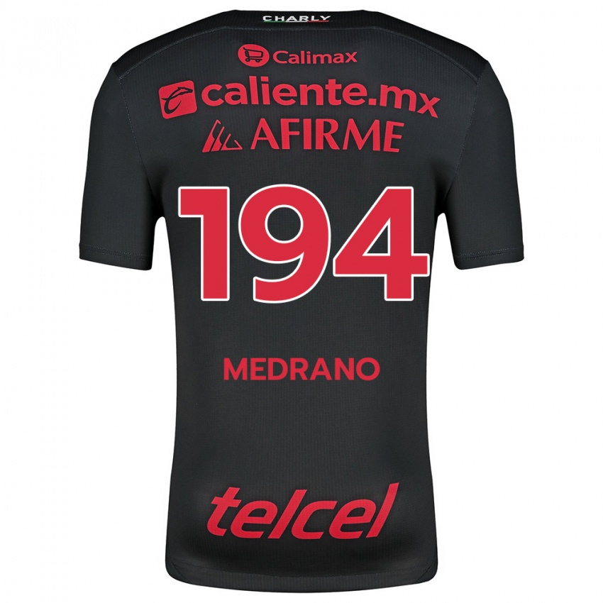 Niño Camiseta Luis Medrano #194 Negro Rojo 1ª Equipación 2024/25 La Camisa