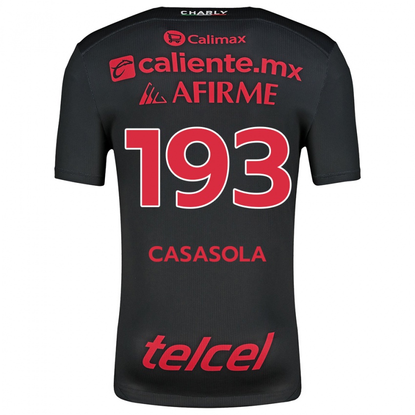 Niño Camiseta Axel Casasola #193 Negro Rojo 1ª Equipación 2024/25 La Camisa