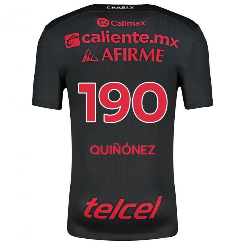 Niño Camiseta Martín Quiñónez #190 Negro Rojo 1ª Equipación 2024/25 La Camisa