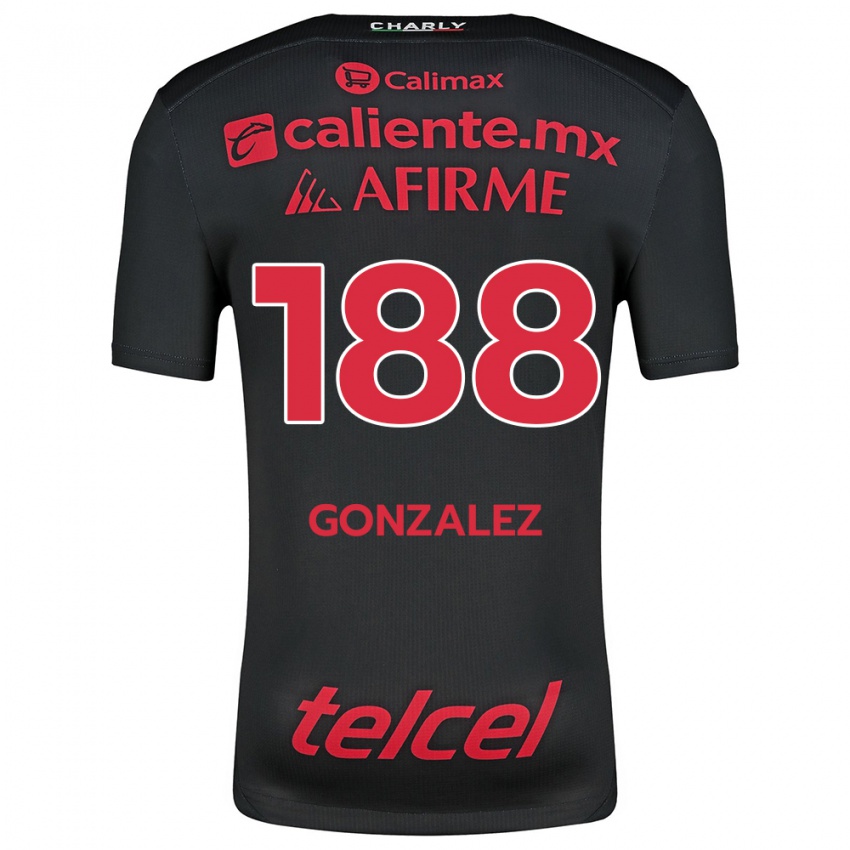 Niño Camiseta Jorge González #188 Negro Rojo 1ª Equipación 2024/25 La Camisa