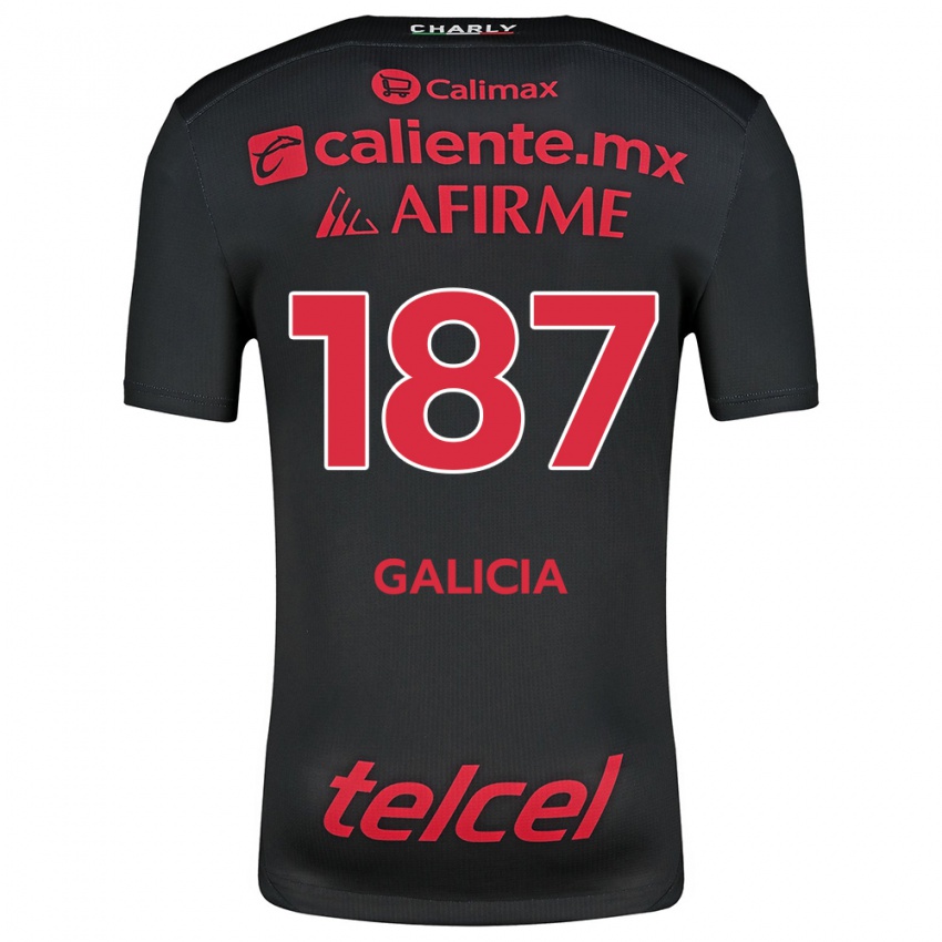 Niño Camiseta Carlos Galicia #187 Negro Rojo 1ª Equipación 2024/25 La Camisa