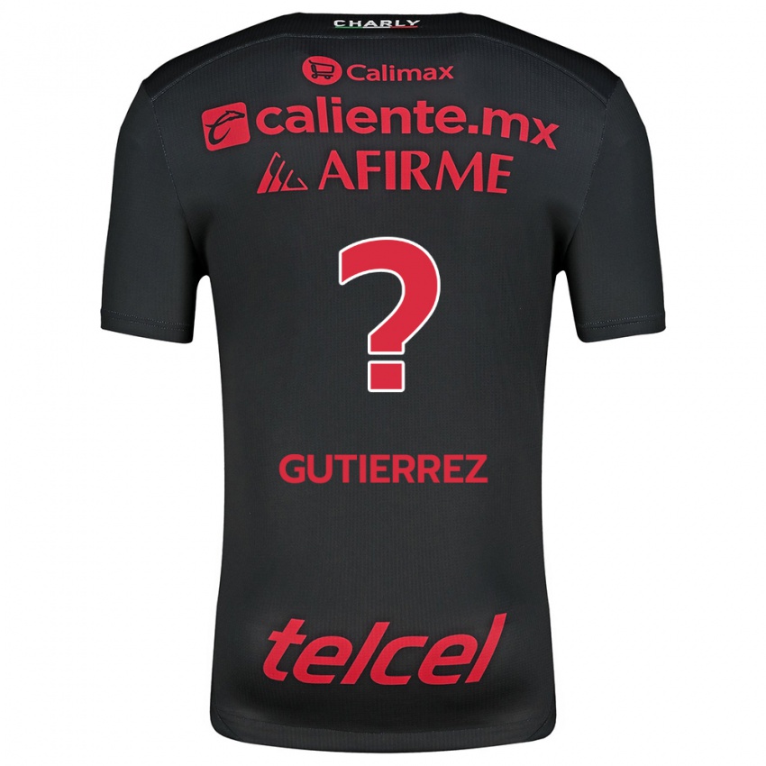 Niño Camiseta Dayán Gutiérrez #0 Negro Rojo 1ª Equipación 2024/25 La Camisa