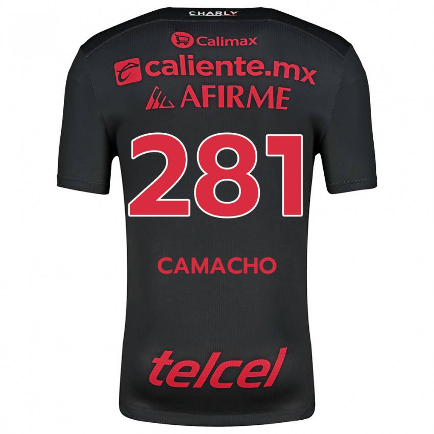 Niño Camiseta Javier Camacho #281 Negro Rojo 1ª Equipación 2024/25 La Camisa