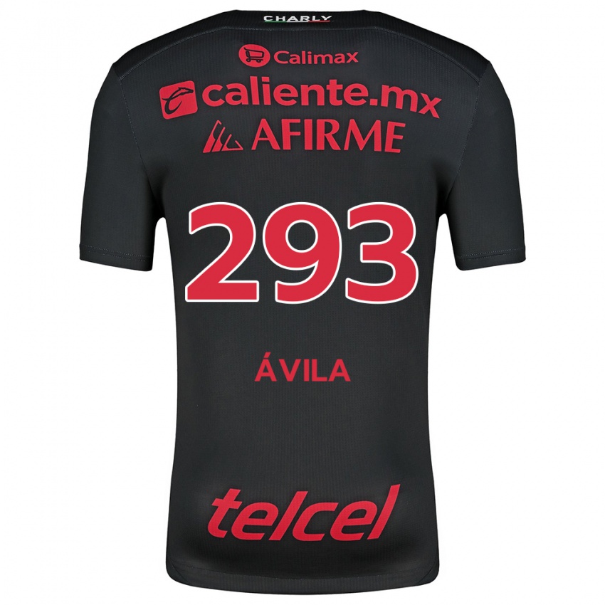 Niño Camiseta Daniel Ávila #293 Negro Rojo 1ª Equipación 2024/25 La Camisa