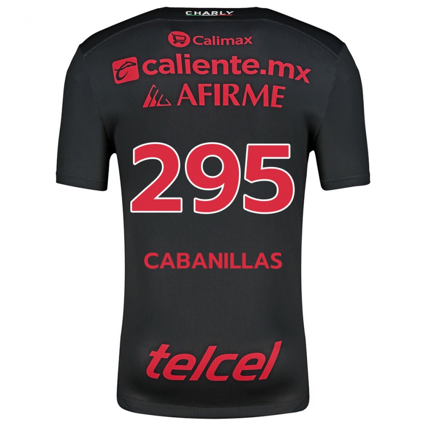 Niño Camiseta Osvaldo Cabanillas #295 Negro Rojo 1ª Equipación 2024/25 La Camisa