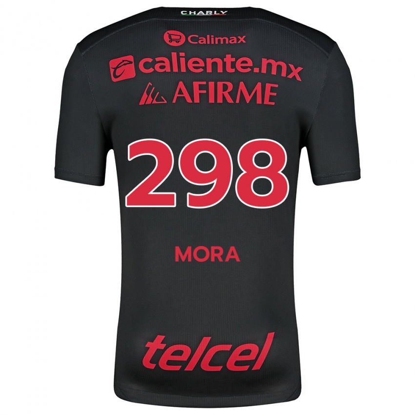 Niño Camiseta Gilberto Mora #298 Negro Rojo 1ª Equipación 2024/25 La Camisa